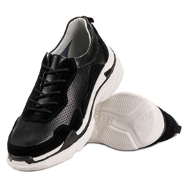 Goodin Zapatillas de cuero negras negro 4