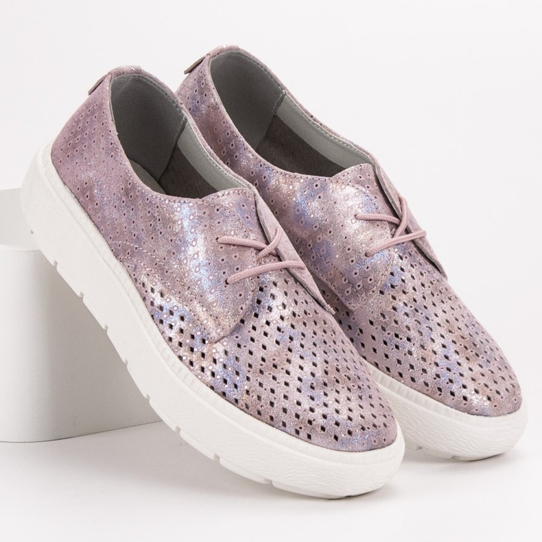 Goodin Zapatos de cuero ligero rosado multicolor 1