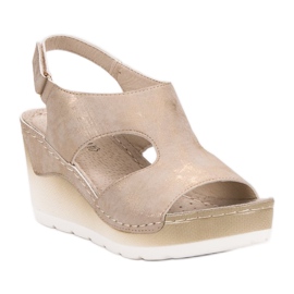 Goodin Sandalias de cuña cómodas amarillo 4