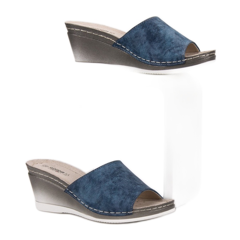 Goodin Sandalias de cuña azul 2