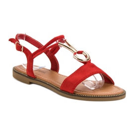 Laura Mode Sandalias de ante rojo 4