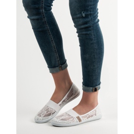 SHELOVET Bailarinas de encaje blanco 1