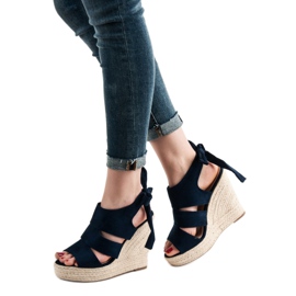 Cm Paris Sandalias azul marino en una cuña 6
