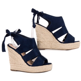 Cm Paris Sandalias azul marino en una cuña 5