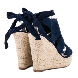 Cm Paris Sandalias azul marino en una cuña 4