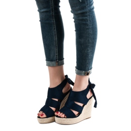 Cm Paris Sandalias azul marino en una cuña 7
