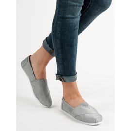 SHELOVET Zapatillas slip on con purpurina gris 2
