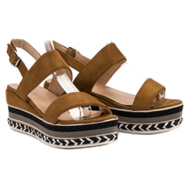 Primavera Sandalias de cuña boho marrón 1