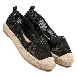 SHELOVET Alpargatas de encaje negro 3