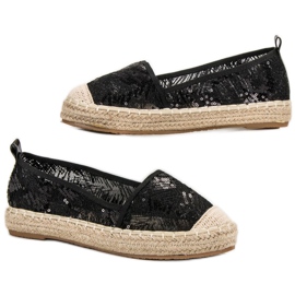 SHELOVET Alpargatas de encaje negro 4