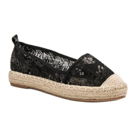 SHELOVET Alpargatas de encaje negro 5