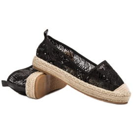 SHELOVET Alpargatas de encaje negro 7