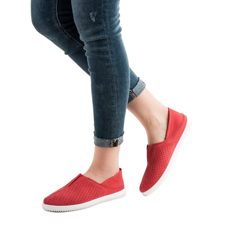 Super Mode Zapatillas cómodas sin cordones rojo 1