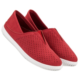 Super Mode Zapatillas cómodas sin cordones rojo 5