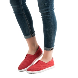 Super Mode Zapatillas cómodas sin cordones rojo 6