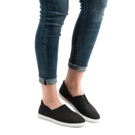 Super Mode Zapatillas cómodas sin cordones negro 6