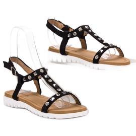 SHELOVET Sandalias negras con tachuelas negro 5
