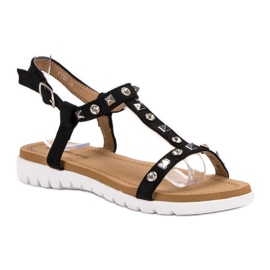 SHELOVET Sandalias negras con tachuelas negro 3