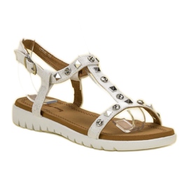 SHELOVET Sandalias blancas con tachuelas blanco 2