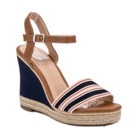 Primavera Sandalias de cuña casual azul azul marino 3