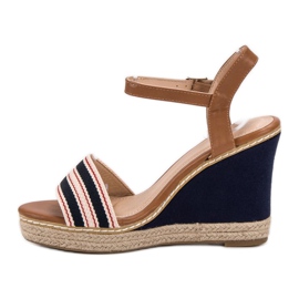 Primavera Sandalias de cuña casual azul azul marino 4