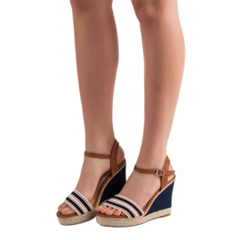 Primavera Sandalias de cuña casual azul azul marino 1