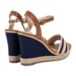 Primavera Sandalias de cuña casual azul azul marino 5