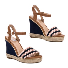 Primavera Sandalias de cuña casual azul azul marino 6