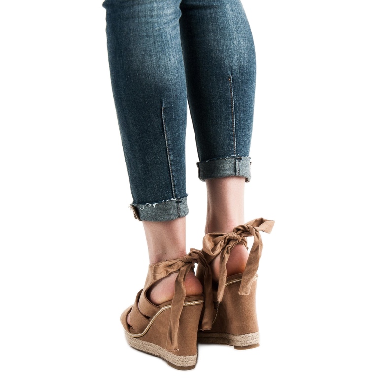 Anesia Paris Sandalias de cuña marrón 1