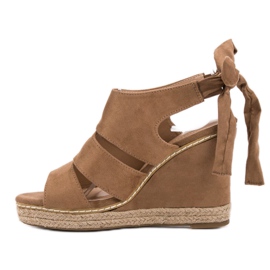 Anesia Paris Sandalias de cuña marrón 5