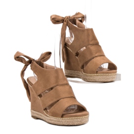 Anesia Paris Sandalias de cuña marrón 2