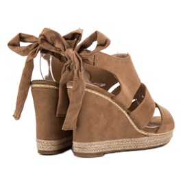 Anesia Paris Sandalias de cuña marrón 3