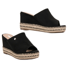 Best Shoes Sandalias de cuña negro 3