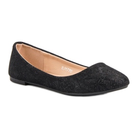 SHELOVET Bailarinas De Encaje Con Purpurina negro 3
