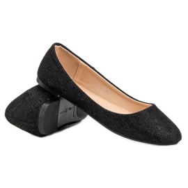 SHELOVET Bailarinas De Encaje Con Purpurina negro 5