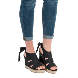 Anesia Paris Sandalias de cuña negro 2