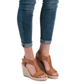 Anesia Paris Sandalias de cuña de moda marrón 1