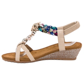 SHELOVET Sandalias con adornos marrón 2