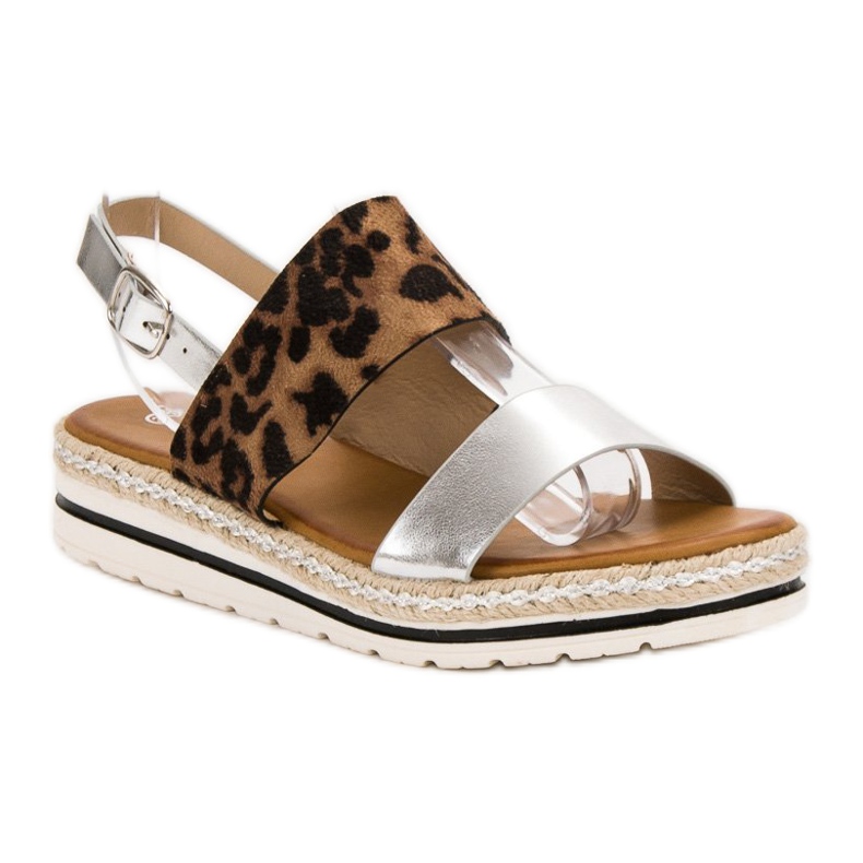 SHELOVET Sandalias cómodas marrón gris 1