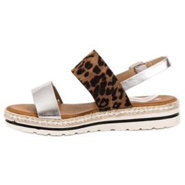 SHELOVET Sandalias cómodas marrón gris 2