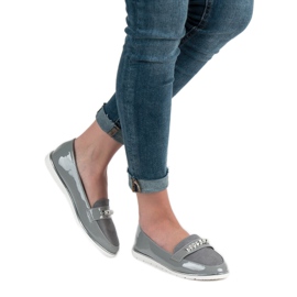 SHELOVET Mocasines lacados grises 2