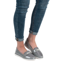 SHELOVET Mocasines lacados grises 1