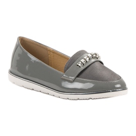 SHELOVET Mocasines lacados grises 4