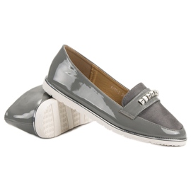SHELOVET Mocasines lacados grises 6