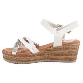 SHELOVET Sandalias ligeras con tacón de cuña blanco 4