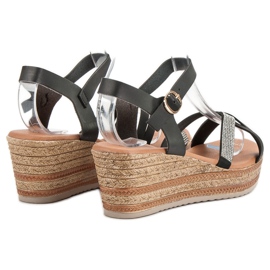 SHELOVET Sandalias ligeras con tacón de cuña negro 5