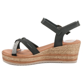 SHELOVET Sandalias ligeras con tacón de cuña negro 4
