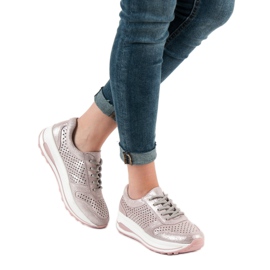 Filippo Zapatos de brocado de piel rosado 5
