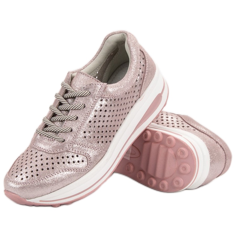 Filippo Zapatos de brocado de piel rosado 1