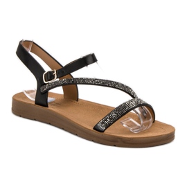 Camo Sandalias Con Circonita negro 2